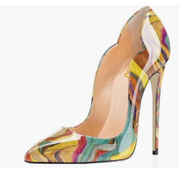FSJ Yellow Quicksand Pointed Toe High Heels Sexy Stiletto Pumps Office Lady Shoe - Picture 1 of 8